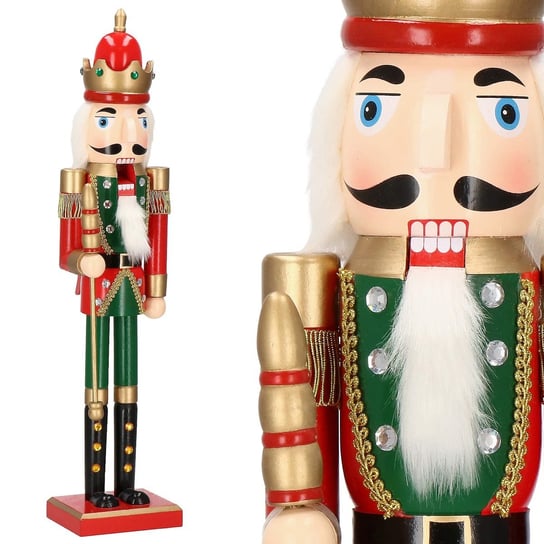 Dziadek do orzechów 61 cm czerwono-zielony, figurka, ozdoba świąteczna Springos