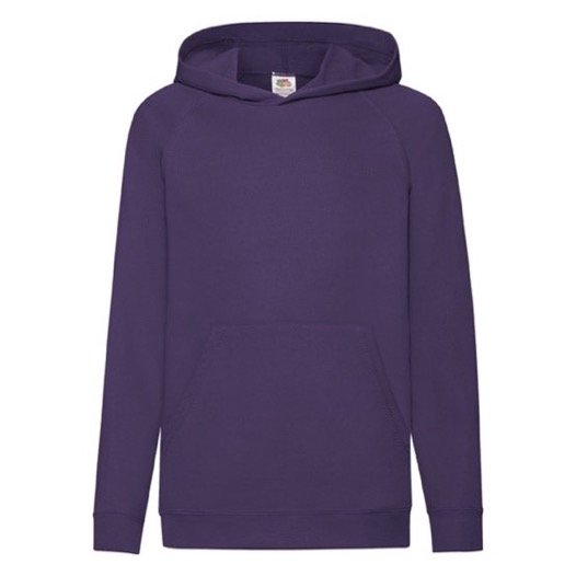 Dziecięca bluza Lightweight Hooded Sweat Fruit of the Loom - Fioletowy 9-11 FRUIT OF THE LOOM