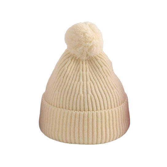 Dziecięca czapka zimowa z pomponem ecru be Snazzy