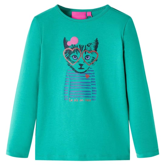Dziecięca koszulka z nadrukiem kota, jasnozielona, Zakito Europe