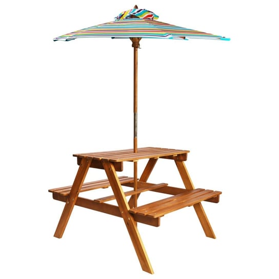 Dziecięcy stolik piknikowy z parasolem VIDAXL, brązowy, 79x90x60 cm vidaXL