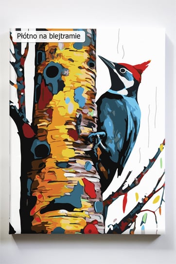 Dzięcioł, ptak, las, malowanie po numerach Akrylowo