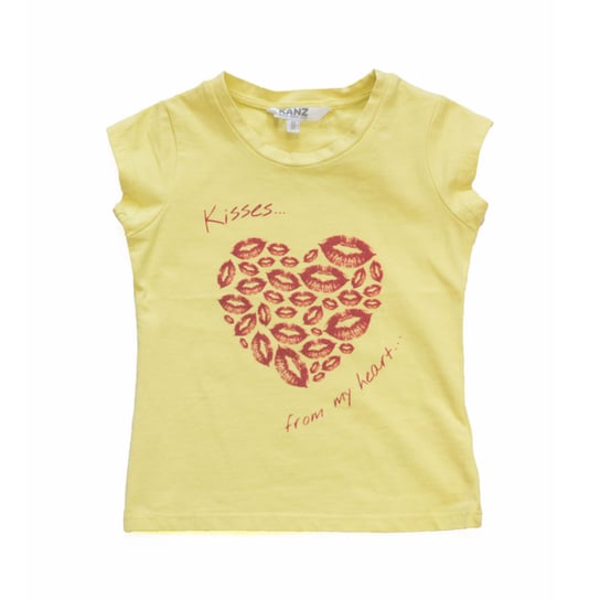Dziewczęca koszulka z krótkim rękawem, żółty, rozmiar 116 Kanz
