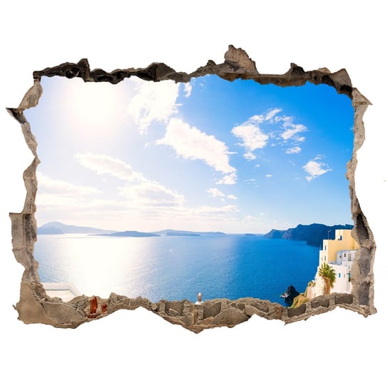 Dziura 3d w ścianie Naklejka Santorini Grecja, Tulup Tulup