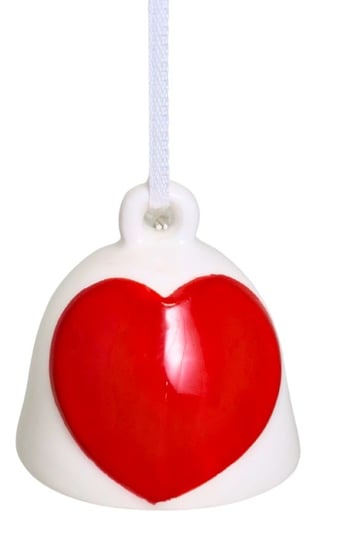 Dzwoneczek Ceramiczny Biały Z Czerwonym Sercem Display Ewax