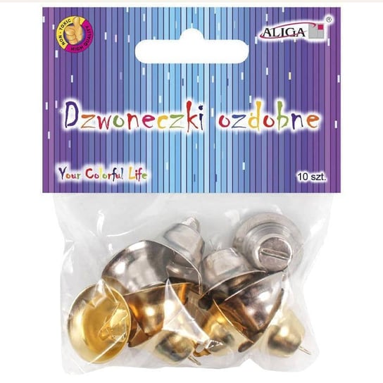 Dzwoneczki dekoracyjne metalowe złote i srebrne 2cm - 10szt ALIGA