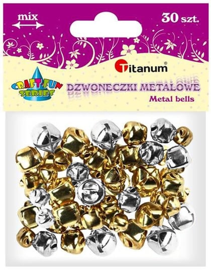 Dzwoneczki metalowe, 30szt srebrne złote,CRAFT-FUN Titanum