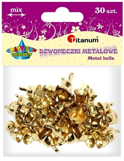 Dzwoneczki metalowe, 30szt, złote, MIX, CRAFT-FUN Titanum