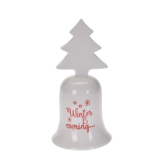 Dzwonek świąteczny, biała choinka, 9,5 cm Inny producent