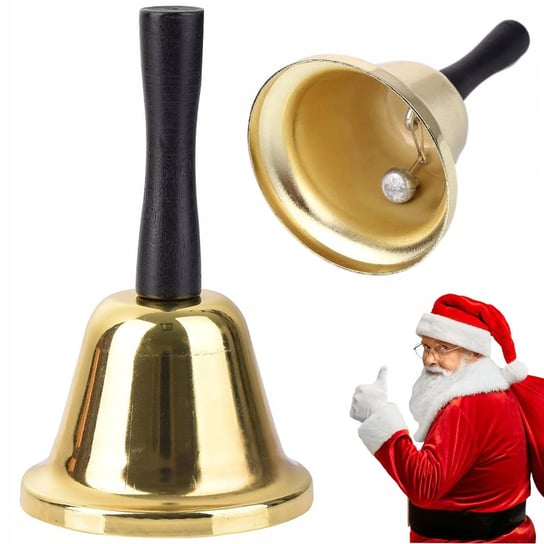 Dzwonek Świętego Mikołaja Metalowy Złoty Ozdoba VERK GROUP