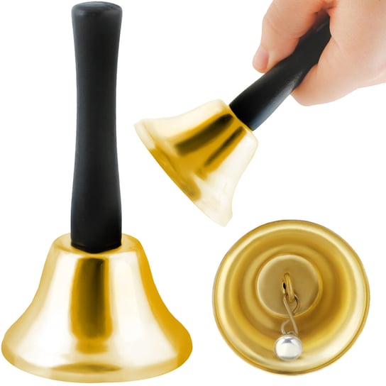 Dzwonek Szkolny Ręczny Alarm Obiadowy Dzwon Złoty ISO TRADE Iso Trade