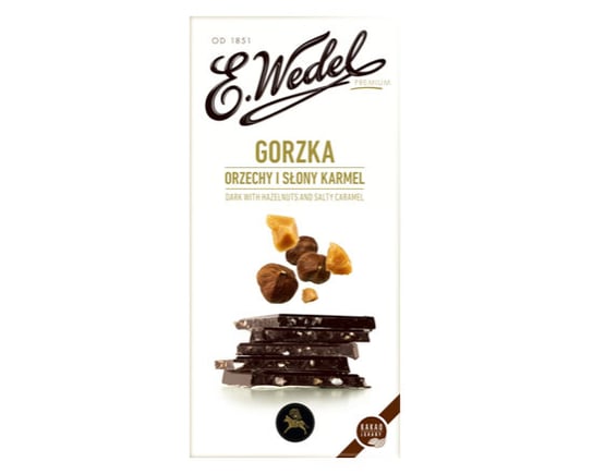 E.Wedel, czekolada gorzka Premium z orzechami i słonym karmelem, 100 g E. Wedel