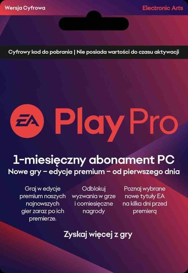 EA Play Pro - 1-miesięczny abonament PC - kod Electonic Arts Polska