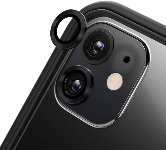 Eagle Eye Lens szkło + metalowa ramka na tylną kamerę aparat do iPhone 11/11 Pro/11 Pro Max/12 mini/12/12 Pro (1 szt.) (Black) Ex pro