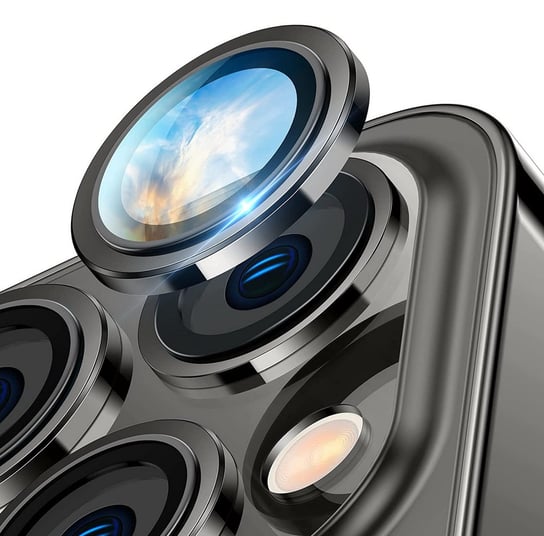 Eagle Eye Lens szkło + metalowa ramka na tylną kamerę aparat do iPhone 14 Pro/14 Pro Max (1 szt.) (Black) Ex pro