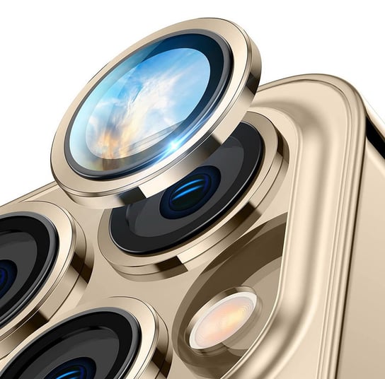 Eagle Eye Lens szkło + metalowa ramka na tylną kamerę aparat do iPhone 14 Pro/14 Pro Max (1 szt.) (Gold) Ex pro