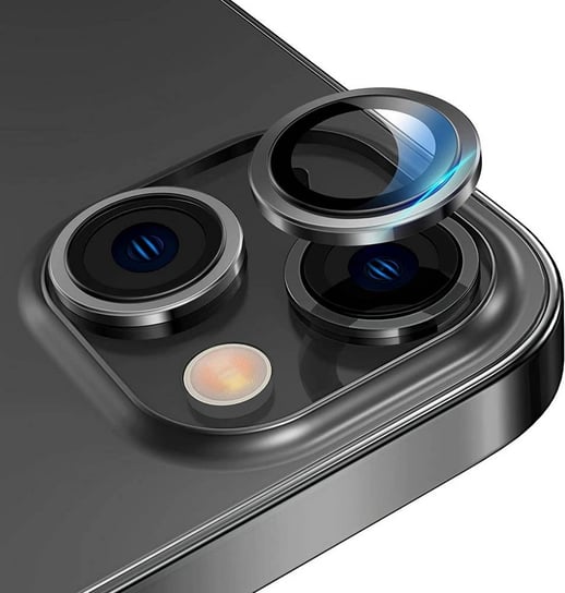 Eagle Eye Lens szkło + metalowa ramka na tylną kamerę aparat do iPhone 15 / 15 Plus (1 szt.) (Black) Ex pro
