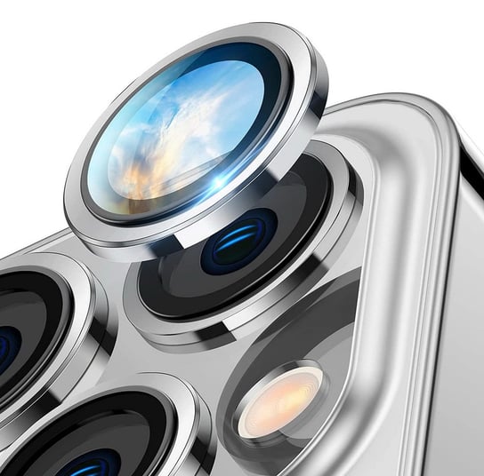 Eagle Eye Lens szkło + metalowa ramka na tylną kamerę aparat do iPhone 15 Pro / 15 Pro Max (1 szt.) (Silver) Ex pro