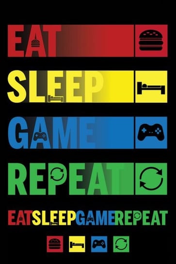 Eat Sleep Game Repeat - plakat 61x91,5 cm Pyramid Posters