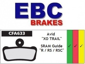 EBC Brakes, Klocki hamulcowe, organiczne wyczynowe, AVID XO TRAIL, SRAM GUIDE R, RS, RSC EBC Brakes