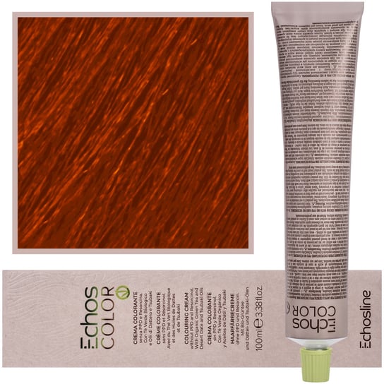 Echosline, Echos Color, Kremowa, trwała farba do włosów z woskiem pszczelim 7,44 Intensywny Miedziany Średni Blond, 100 ml Echosline