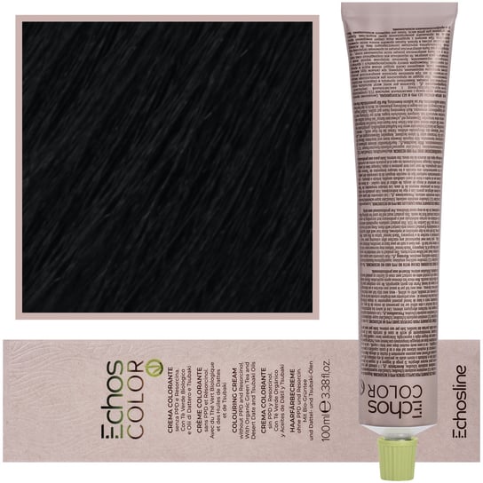 Echosline, Estyling Echos Color, kremowa, trwała farba do włosów z woskiem pszczelim 100ml 1,0 Czarny Echosline Estyling