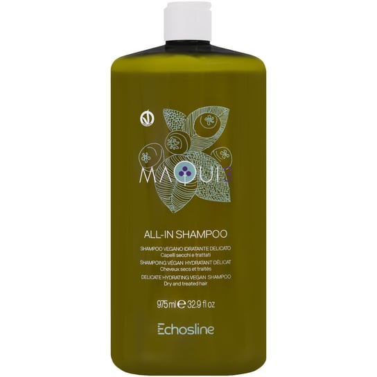 Echosline Maqui 3 All in Shampoo - delikatny szampon nawilżający włosy suche i zniszczone, oczyszcza i nawilża, 975 ml Echosline