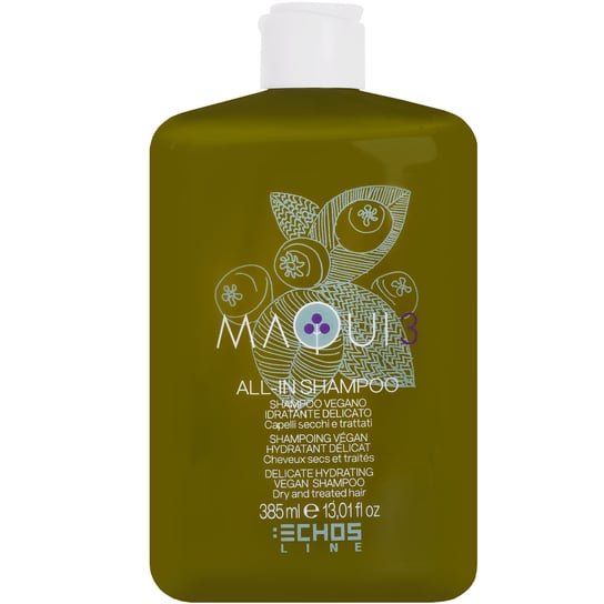 Echosline Maqui 3 All in Shampoo - delikatny szampon nawilżający włosy suche i zniszczone, oczyszcza i nawilża wegański Echosline