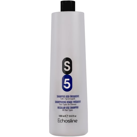 Echosline, S5 Regular Use, Szampon do codziennego i częstego mycia włosów z proteinami jedwabiu oczyszcza, 1000 ml Echosline