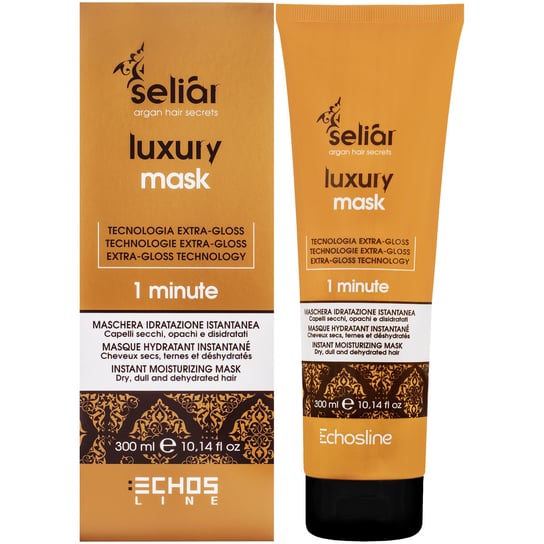 Echosline Seliar Luxury Mask, Intensywnie nawilżająca maska do włosów suchych i matowych z olejkiem arganowym, 300 ml Echosline