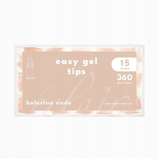 Eclair Nail easy gel tips BALERINA NUDE - tipsy żelowe do przedłużania pazn Eclair
