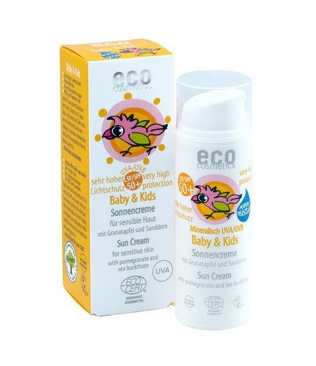 Eco Cosmetics, wegański krem na słońce faktor SPF 50+ dla dzieci i niemowląt, 50 ml Eco Cosmetics