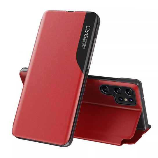 Eco Leather View Case elegancki futerał etui z klapką i funkcją podstawki Samsung Galaxy S22 Ultra czerwony 4kom.pl