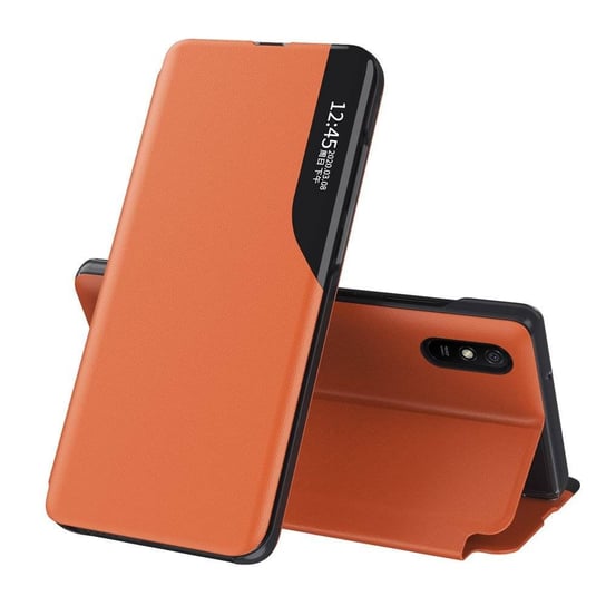 Eco Leather View Case elegancki futerał etui z klapką i funkcją podstawki Xiaomi Redmi 9A pomarańczowy Hurtel