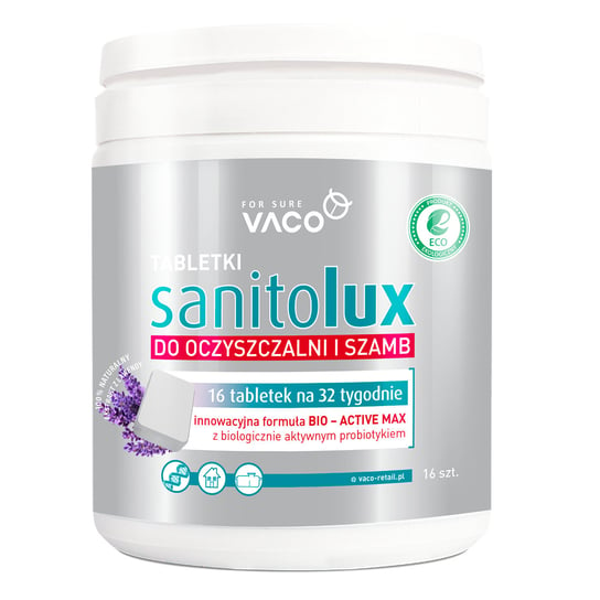 ECO Sanitolux - Bioaktywator do oczyszczalni i szamb w tabletkach (wystarczy na 32 tygodnie) - 16 szt. VACO Retail