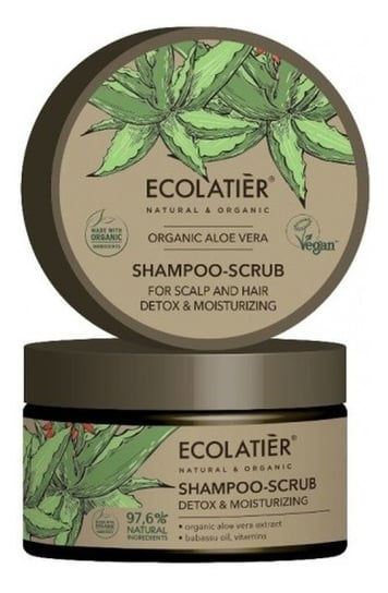 Ecolatier, Aloe Vera, szampon-peeling do włosów nawilżający detoks, 300 ml Ecolatier