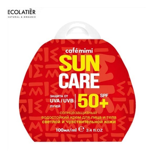 Ecolatier CAFE MIMI, przeciwsłoneczny krem do twarzy i ciała SPF+50 Do skóry jasnej i wrażliwej, 100ml Ecolatier