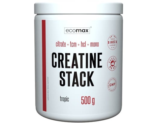 Ecomax, Kreatyna, Creatine STACK, 500 g, owoce tropikalne Ecomax