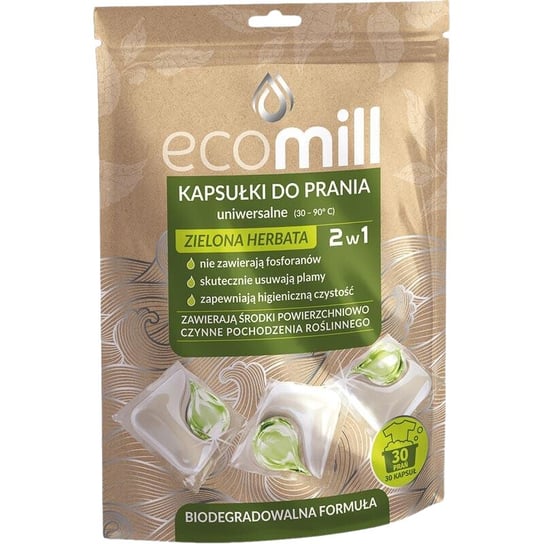 EcoMill Uniwersalne Kapsułki do Prania Zielona Herbata 30 Sztuk Mill