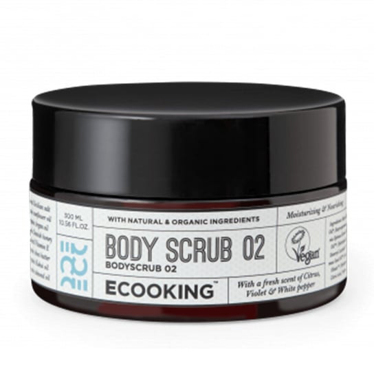 Ecooking Body Scrub 02 Scrub do ciała na bazie naturalnych olejów i soli sycylijskiej o zapachu cytrusów, fiołka i białego pieprzu 350g Ecooking