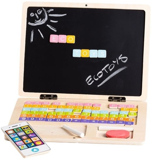 Ecotoys, drewniany laptop edukacyjny Ecotoys