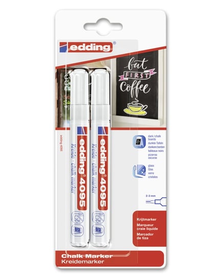 Edding, 4095 marker kredowy blister 2 sztuki w kolorze białym Edding