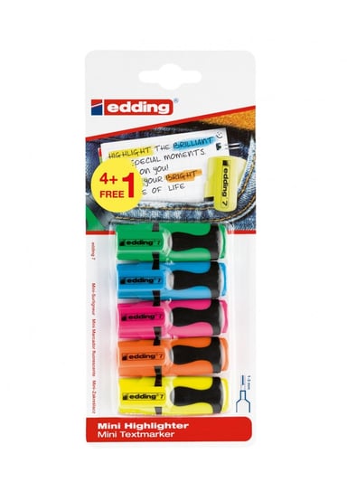 Edding, Mini zakreślacz e-7, 1-3 mm, 5 kolorów neon Edding
