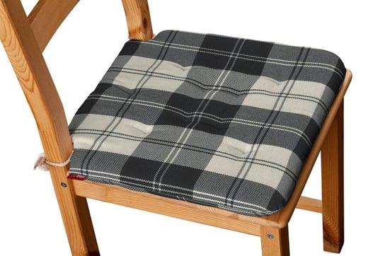 Edinburgh Siedzisko Olek na krzesło, krata czarno - biała, 42x41x3,5 cm Dekoria