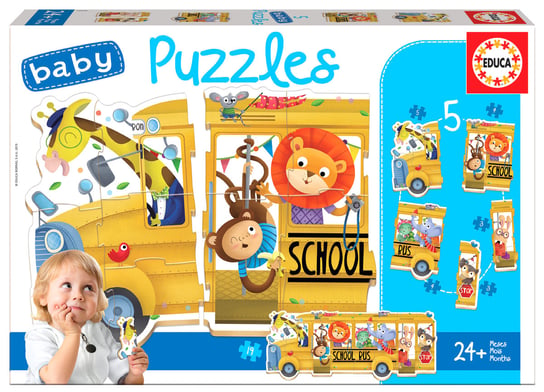 Educa, puzzle, Autobus szkolny, 3/3/4/4/5 el. Educa