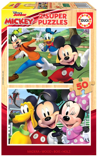 Educa, puzzle, bajki, Disney Myszka Miki i przyjaciele (drew), 2x50 el. Educa