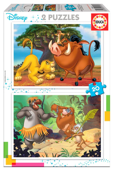 Educa, puzzle, Disney, Król Lew & Księga dżungli, 2x20 el. Educa