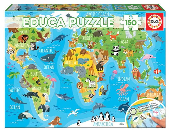 Educa, puzzle, Globus zwierząt, 150 el. Educa