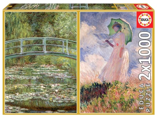 Educa, puzzle, Lilie wodne / Kobieta z parasolem, Claude Monet, 2x1000 el. Educa