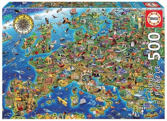 Educa, puzzle, Mapa europejska, 500 el. Educa